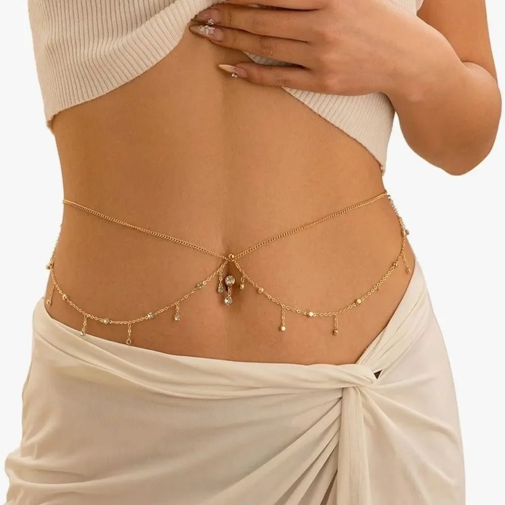 Gold Body Chain bellybutton